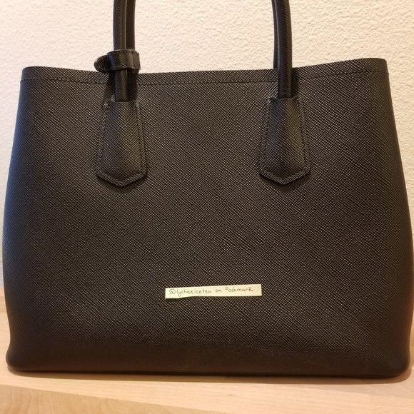 Prada Saffiano Small Double Cuir (Black/Pink) - Picture 6 of 16